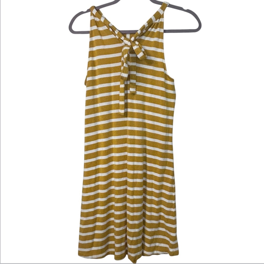 Market & Spruce Lara Knit Halter Mustard Yellow & White Striped Shift Dress Sz M - Picture 3 of 5
